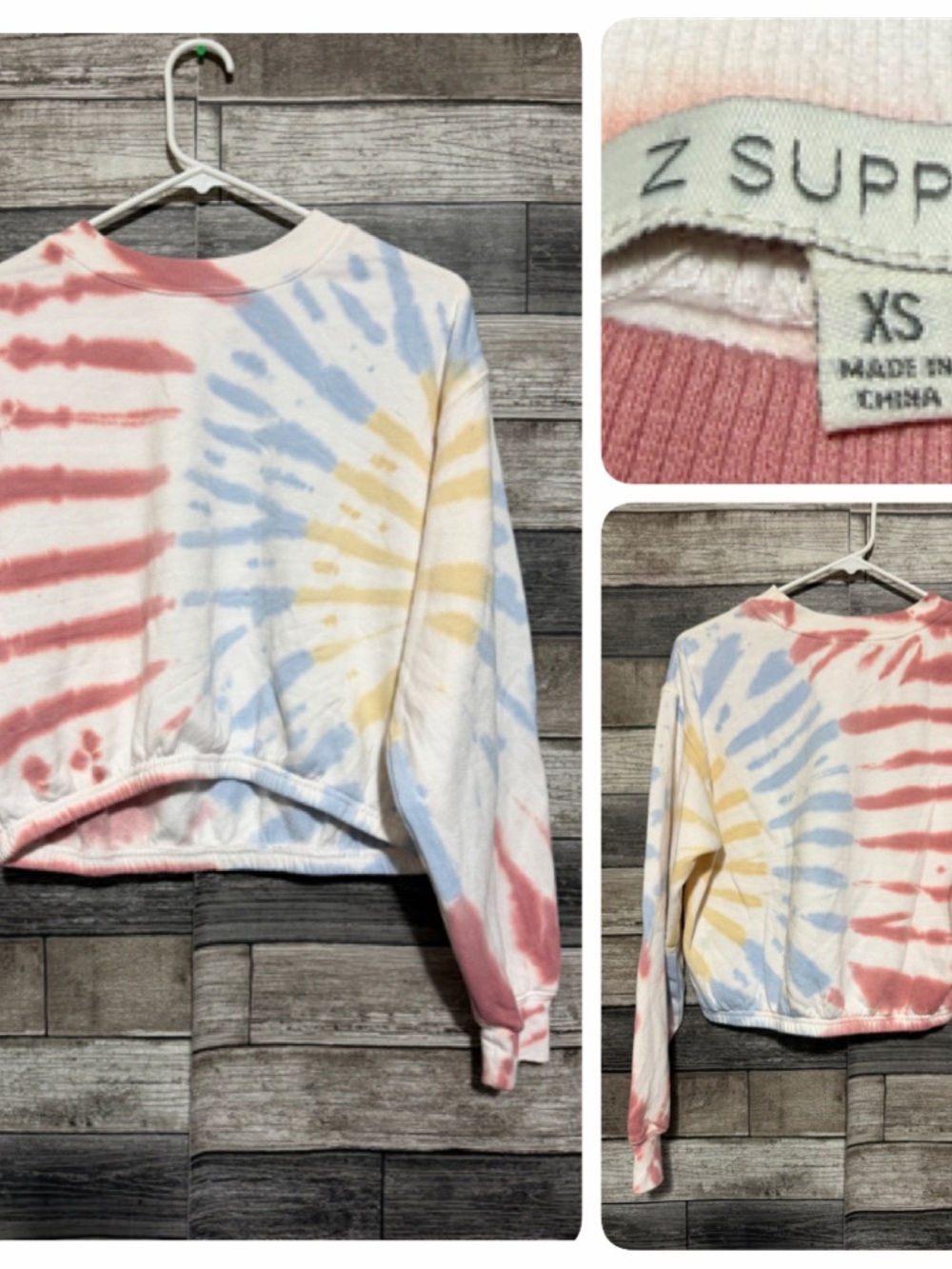 Z Supply Tie Dye Crop Sweatshirt Women’s XS Fleece Pullover
